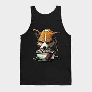 Corgi Dog Eating Ramen Noodles Tank Top